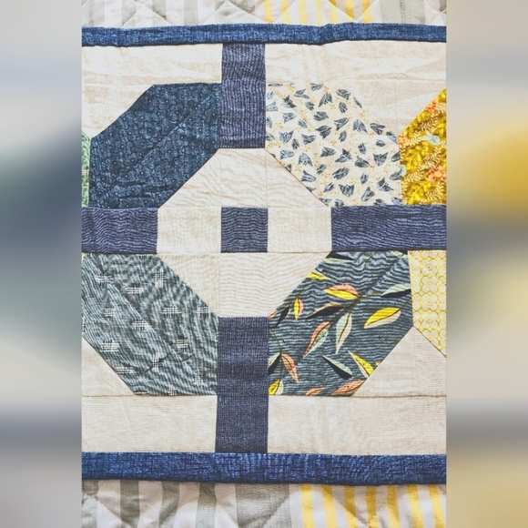 Quilted Cottagecore Handmade Floral Runner Farmhouse 13.5" x 60" - Picture 4 of 10